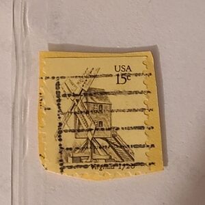 Unique Vintage Yellow USA 15c Stamp